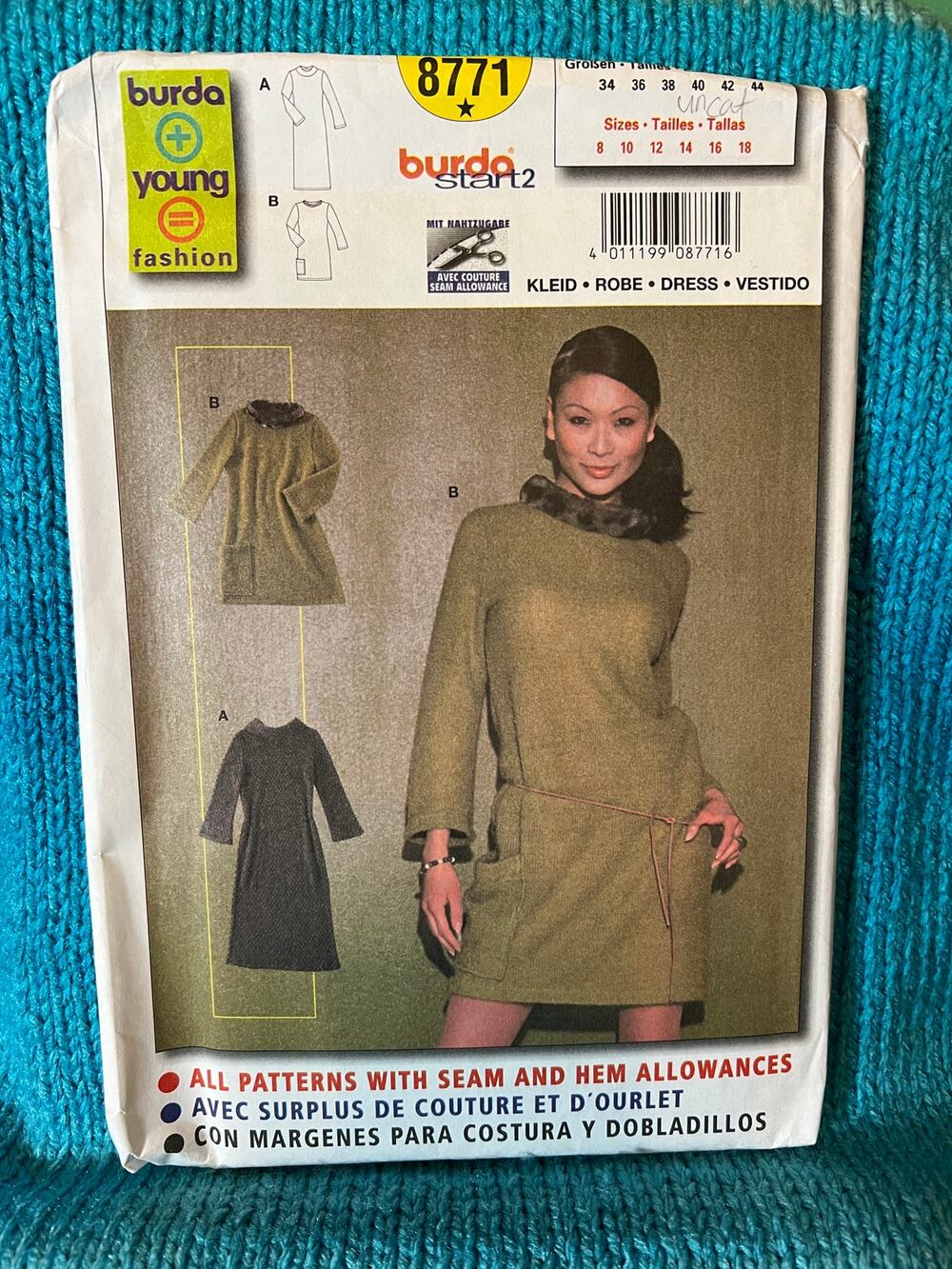 Burda 8771 sewing pattern womens sheath dress long sleeve